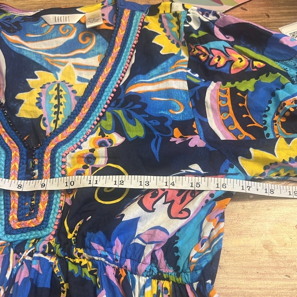 Kaktus,Vibrant V-Neck, Paisley Dress, Drawstring,Excellent Condition,Size S - Picture 8 of 10